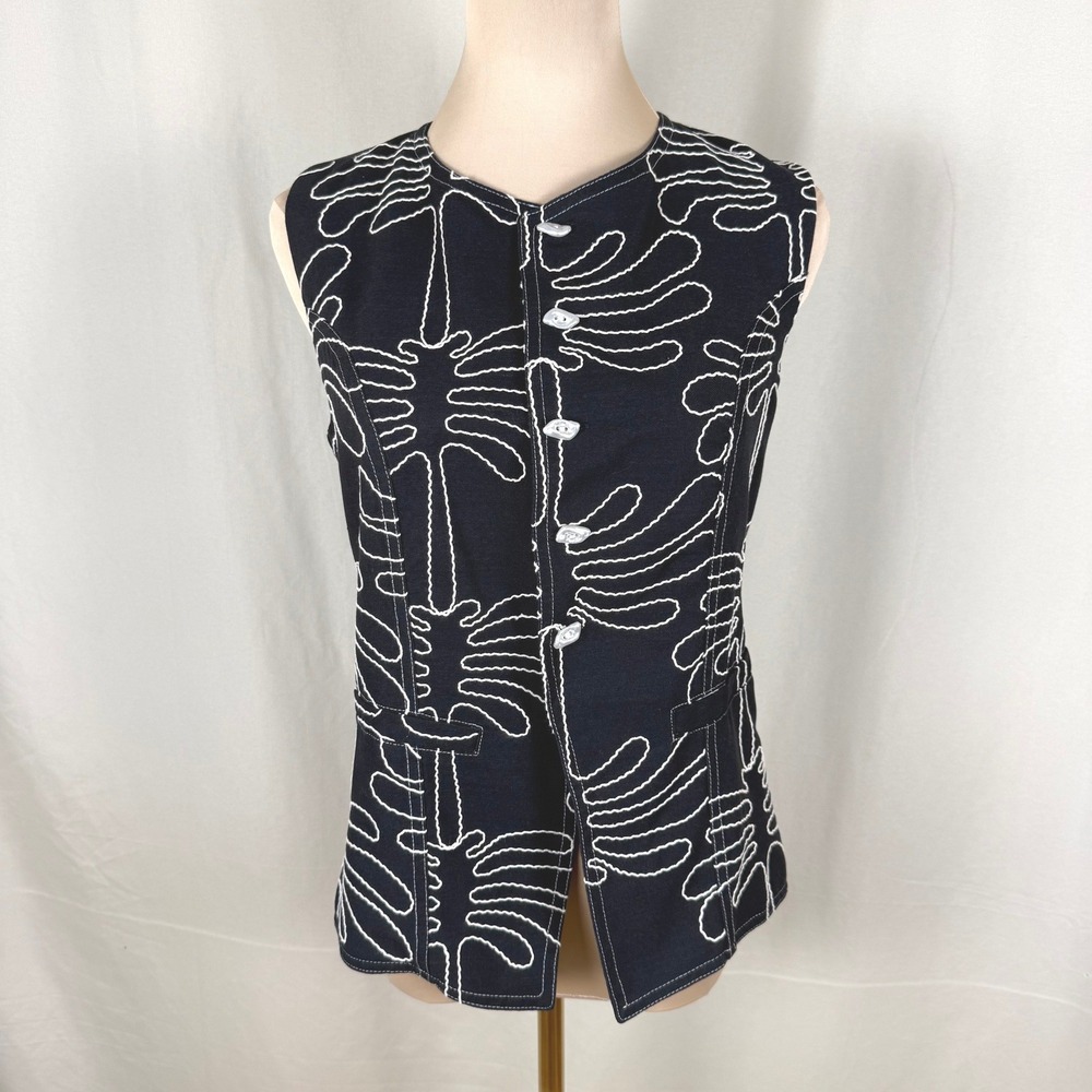 Palmacea Swimwear Black Embroidered Nina Vest Top Size L $195